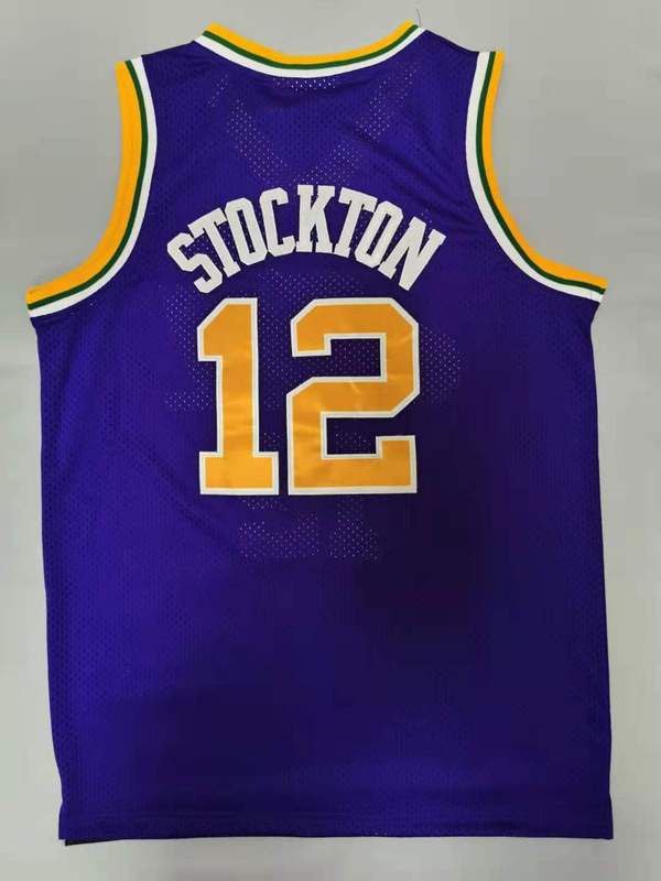 Men Utah Jazz #12 Stockton Purple Throwback Best mesh 2021 NBA Jersey->los angeles lakers->NBA Jersey